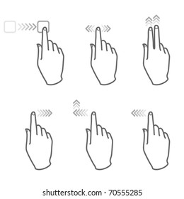 interface touch screen gesture, (vector hand icons)