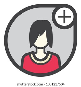 Interface User Avatar Add Flat Icon Isolated On White Background