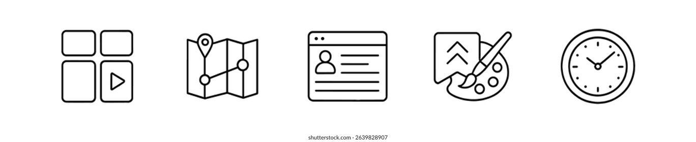Interface and ux outline icon set. ui design, user-friendly tools collection