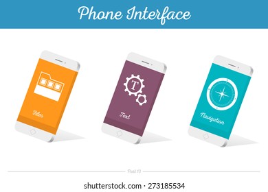 Interface vector 3D smartphone with software, applications, and ways to connect portable gadgets and devices.
