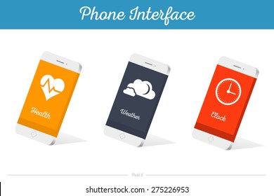 Interface vector 3D smartphone with software, applications, and ways to connect portable gadgets and devices.