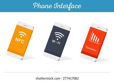 Interface vector 3D smartphone with software, applications, and ways to connect portable gadgets and devices.