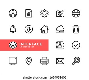 Interface vector line icons. Simple set of outline symbols, graphic design elements.