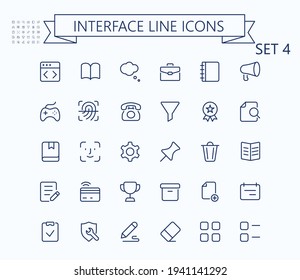 Interface vector outline mini line icons set. 24x24 px. Pixel Perfect. Editable stroke.