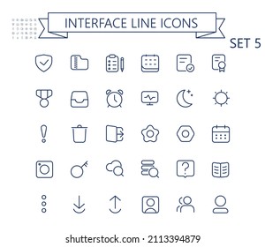 Interface vector outline mini line icons set. 24x24 px. Pixel Perfect. Editable stroke.	