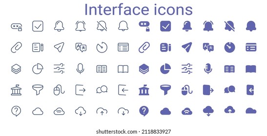 Interface vector outline mini line icons set. Pixel Perfect. Simple small solid icons set.