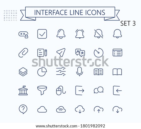 Interface vector outline mini line icons set. 24x24 px. Pixel Perfect. Editable stroke.