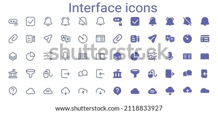 Interface vector outline mini line icons set. Pixel Perfect. Simple small solid icons set.