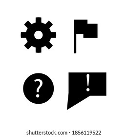 Interface vector settings icon for settings, report history, assistance, input submissions.