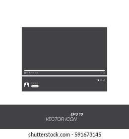 Interface video player for web. Flat vector illustration EPS10.
