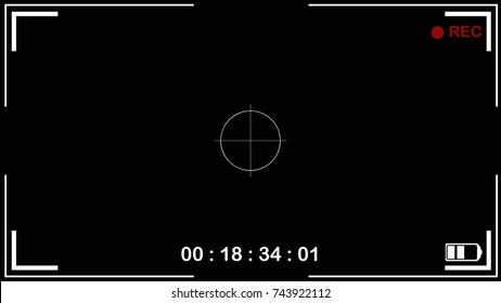 Interface viewfinder digital camera settings on a black background. Vector illustration.