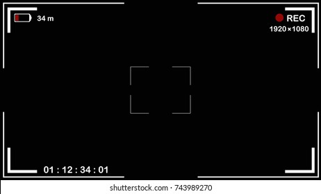 Interface viewfinder digital camera settings on a black background. Vector illustration. 