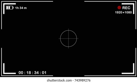 Interface viewfinder digital camera settings on a black background. Vector illustration .