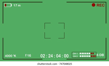 Interface view-finder digital camera settings on a green background. Vector illustration.