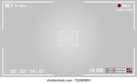 Interface viewfinder digital camera settings on a grey background. Vector illustration.