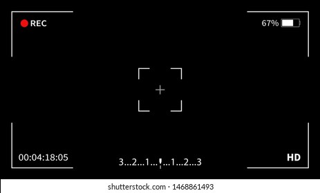 Interface viewfinder digital camera. Vector, black camera display interface.