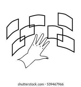 Interface of the virtual reality icon in outline style isolated on white background. Virtual reality symbol stock vector illustration.