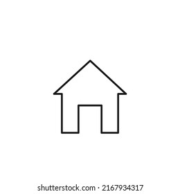 Interface of web site signs. Minimalistic outline symbol drawn with black thin line. Suitable for apps, web sites, internet pages. Vector line icon of house