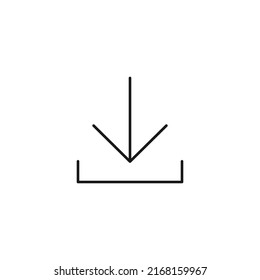 Interface of web site signs. Minimalistic outline symbol drawn with black thin line. Suitable for apps, web sites, internet pages. Vector line icon of download sign 