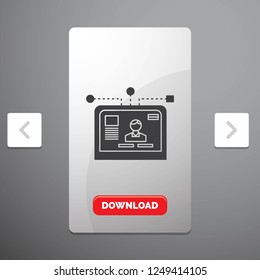 interface, website, user, layout, design Glyph Icon in Carousal Pagination Slider Design & Red Download Button