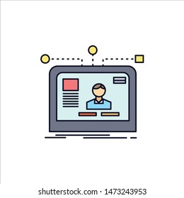 interface, website, user, layout, design Flat Color Icon Vector