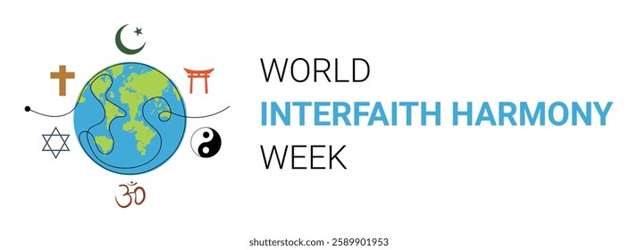 Interfaith Harmony Week, February 1-7. All Social Media Posts, posters, cards, banners, and background Vector Design Template.