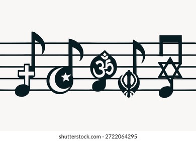 Notas musicais inter-religiosas Criando música harmonia