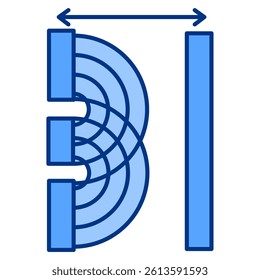 Interference Pattern icon represented by waves interference Blue style.