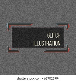 Interference tv screen with glitchy banner. Vector illustration