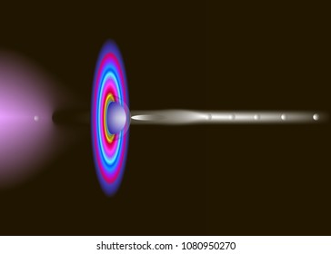 intergalactic transition of the planet, on a black background elliptical bright portal