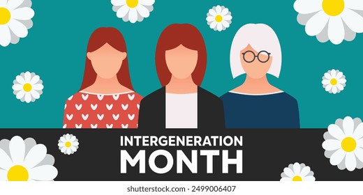 Intergeneration Month. Great for cards, banners, posters, social media and more. Blue background.