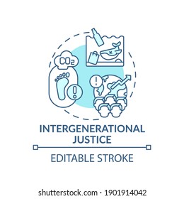 Intergenerational Justice Concept Icon. Climate Justice Idea Thin Line Illustration. Fossil-Free World. Vector Isolated Outline RGB Color Drawing. Global Warming. Editable Stroke