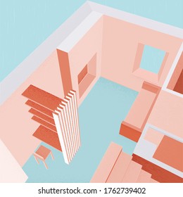 fondo vectorial de la vista superior de la sala de interiorismo