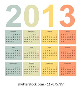 Interior 2013 year vector calendar