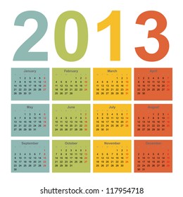 Interior 2013 year vector calendar