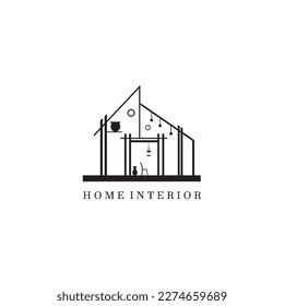 interior abstract logo design house vector illustration