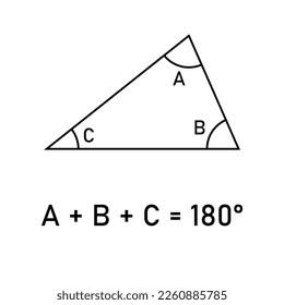 Los ángulos interiores de un triángulo equivalen al ángulo recto de 180 grados.