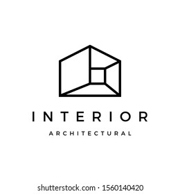 Interior architectural fourth dimension logo vector icon illustration