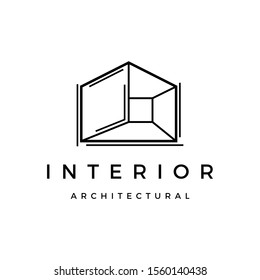 Interior architectural fourth dimension logo vector icon illustration