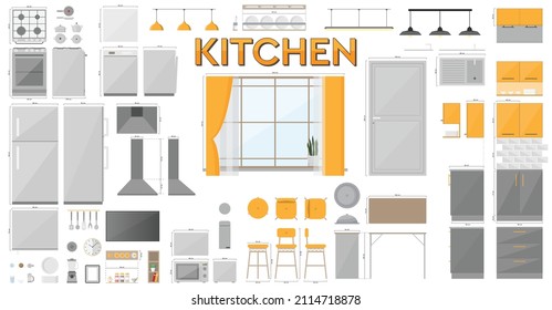 Interior Architectural Kitchen Vector