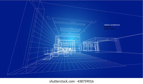 Interior architecture abstract, 3d illustration, vector