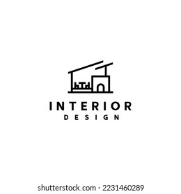 Design des Innenraums und des Architekturlogos, Vektorgrafik-Vorlage