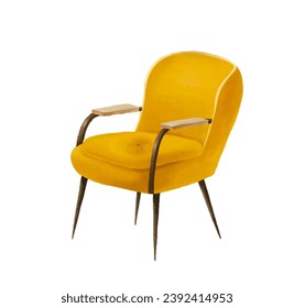 interior arm chair . Sofa and Furniture. Hand painted vector chair illustration