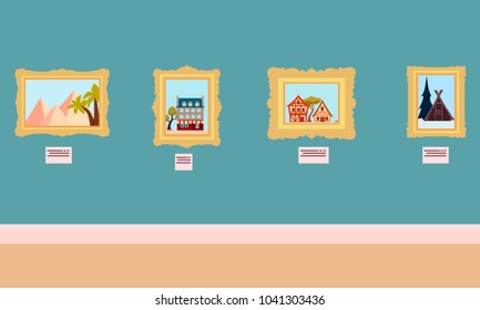 Interior Art Gallery. Flat design. Vector illustration