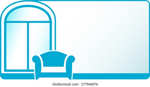 interior background with armchair and glossy window