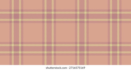 Vector de tela de fondo interior, textil de cuadros coreanos sin costuras. Patrón de tartán de textura de cuadros femeninos en paleta de colores naranja y pastel.