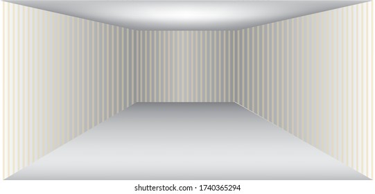Der graue Boden und die gestreifte Wand