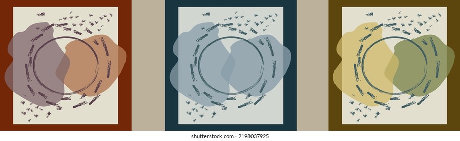 Interior banner concept, triptych. Abstraction, vector. SHOTLISTretro