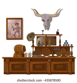 The Interior Of A Bar In Wild West Style. Vector.