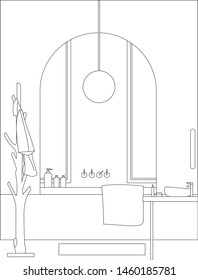 Interior of bathroom with furniture, Vector